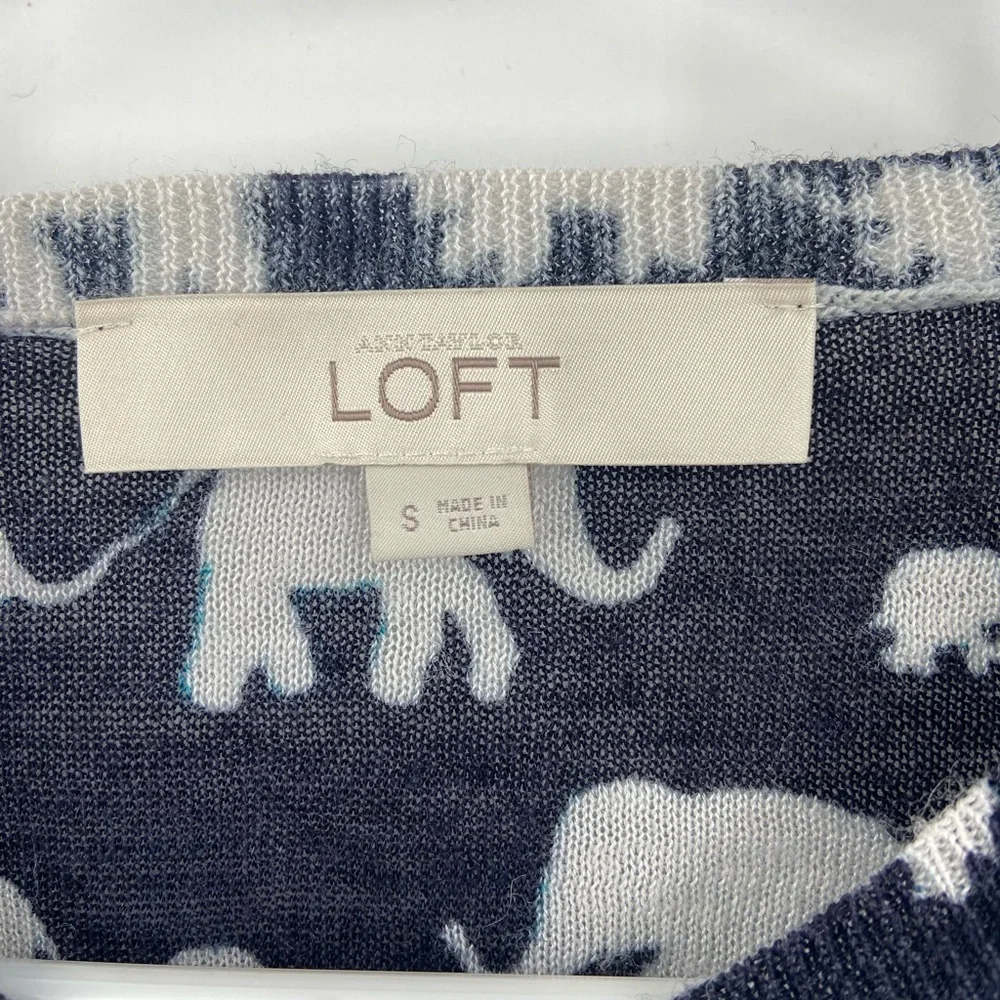 Loft elephant cardigan Blue‎ White Small